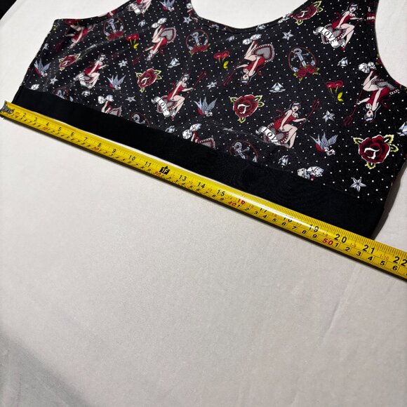 Torrid Bralette 5X Pinup Devil Dice Roses Tattoo Print Scoop Neck Cotton Stretch - Picture 10 of 12